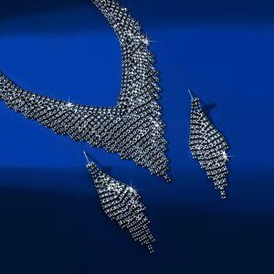 #615 Black necklace earrings set jewelry two-piece set